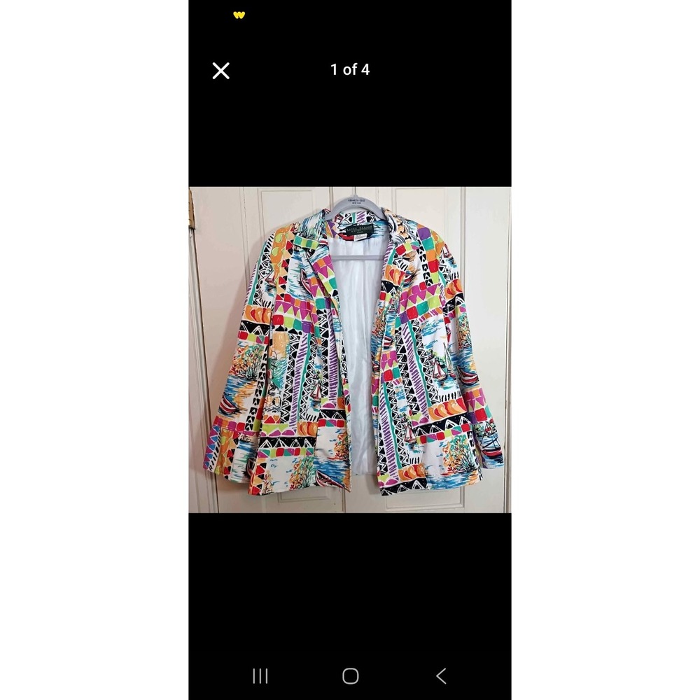 Vintage Harve Benard Blazer 20W Bold Colorful Art Print Jacket 80s 90s Plus Size